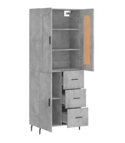 Best Hoge kast 69,5x34x180 cm bewerkt hout betongrijs Meubels
