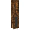 Outlet Hoge kast 34,5x34x180 cm bewerkt hout gerookt eikenkleurig Meubels