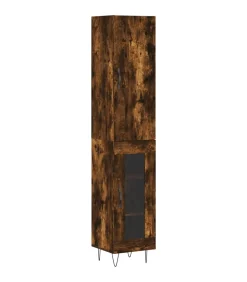 Outlet Hoge kast 34,5x34x180 cm bewerkt hout gerookt eikenkleurig Meubels