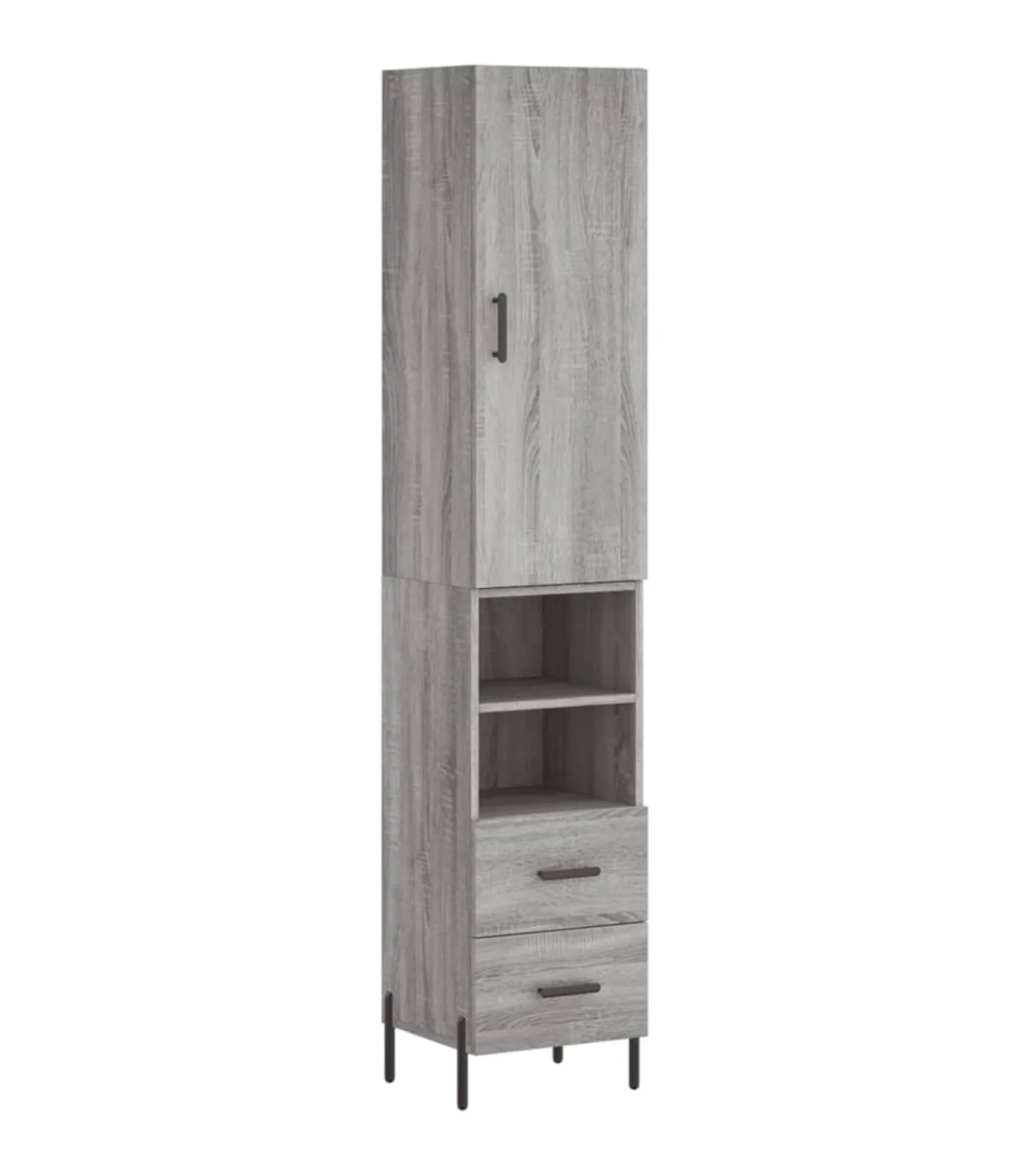 New Hoge kast 34,5x34x180 cm bewerkt hout grijs sonoma eikenkleurig Meubels