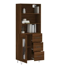 New Hoge kast 69,5x34x180 cm bewerkt hout bruin eikenkleur Meubels