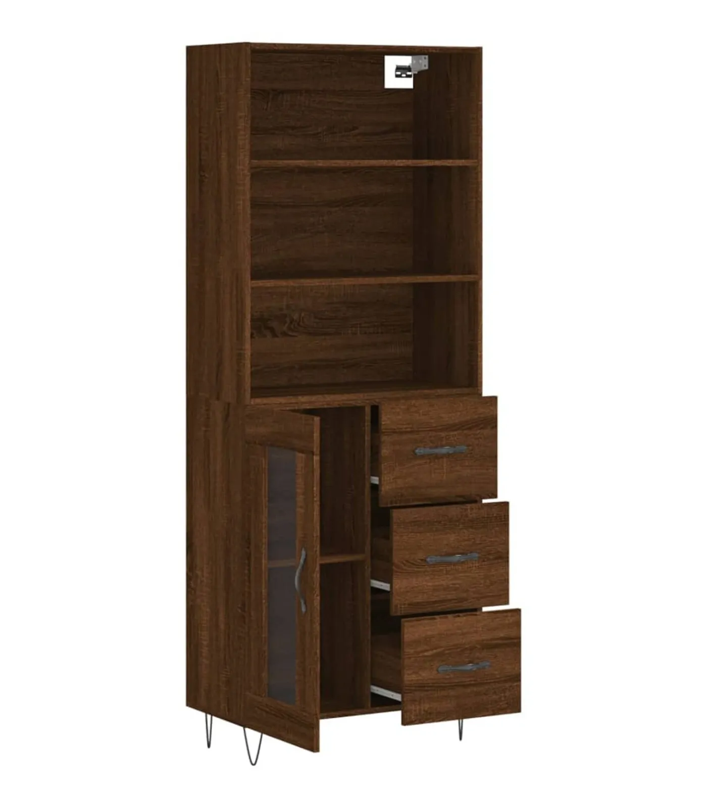 New Hoge kast 69,5x34x180 cm bewerkt hout bruin eikenkleur Meubels