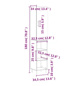 Sale Hoge kast 34,5x34x180 cm bewerkt hout gerookt eikenkleurig Meubels