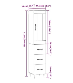 Sale Hoge kast 34,5x34x180 cm bewerkt hout betongrijs Meubels