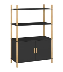 Clearance Hoge kast 80x40x121 cm bewerkt hout zwart Meubels