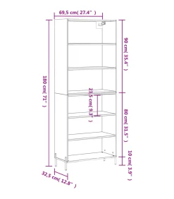 Best Hoge kast 69,5x32,5x180 cm bewerkt hout betongrijs Meubels