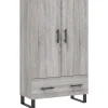 New Hoge kast 69,5x31x115 cm bewerkt hout grijs sonoma eikenkleurig Meubels