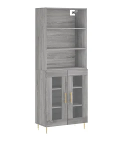 Hoge kast 69,5x34x180 cm bewerkt hout grijs sonoma eikenkleurig Meubels