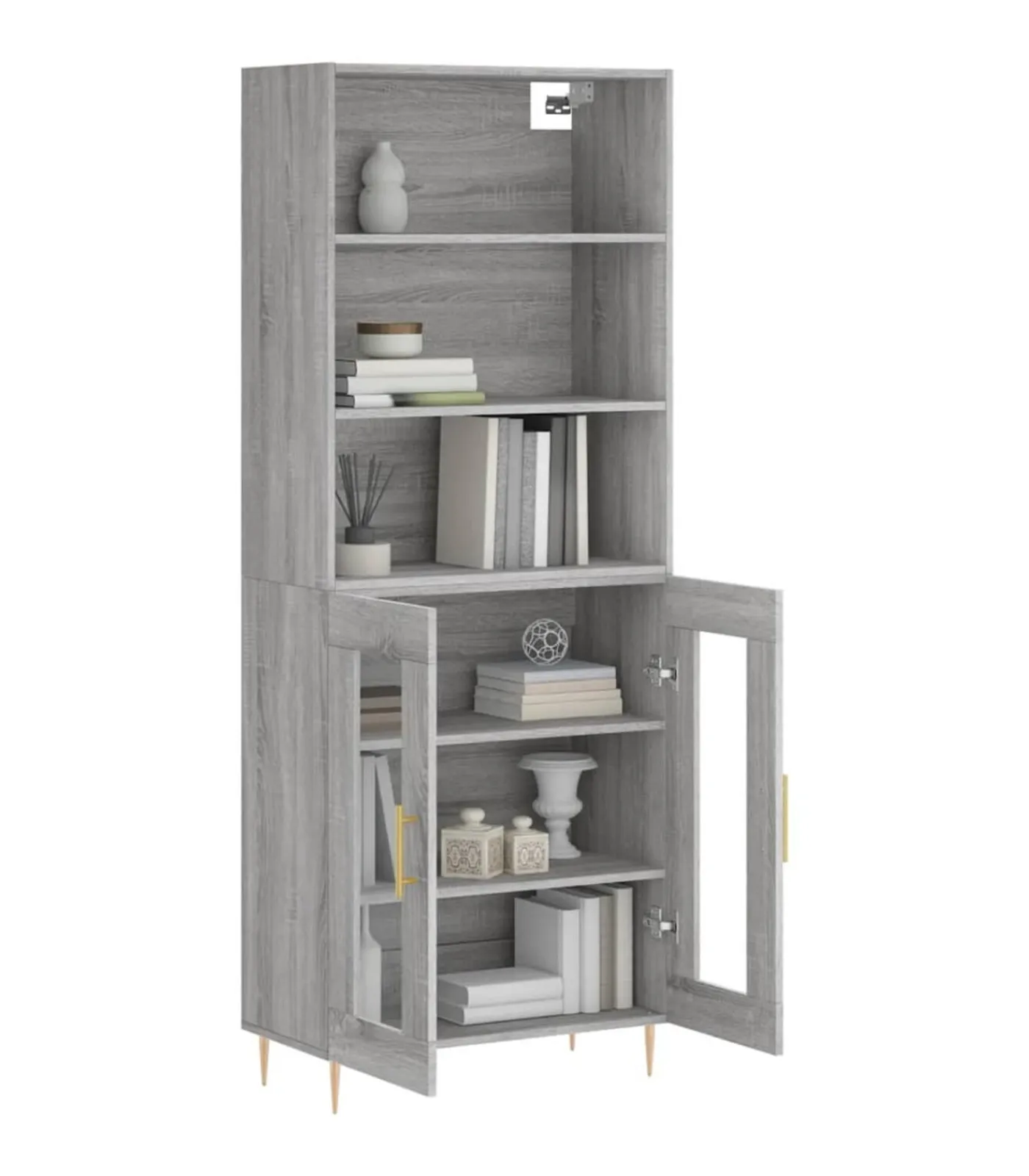 Hoge kast 69,5x34x180 cm bewerkt hout grijs sonoma eikenkleurig Meubels