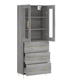 Hot Hoge kast 69,5x34x180 cm bewerkt hout grijs sonoma eikenkleurig Meubels