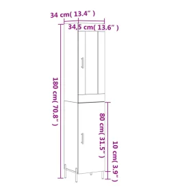 Discount Hoge kast 34,5x34x180 cm bewerkt hout grijs sonoma eikenkleurig Meubels