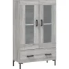 Best Hoge kast 69,5x31x115 cm bewerkt hout grijs sonoma eikenkleurig Meubels