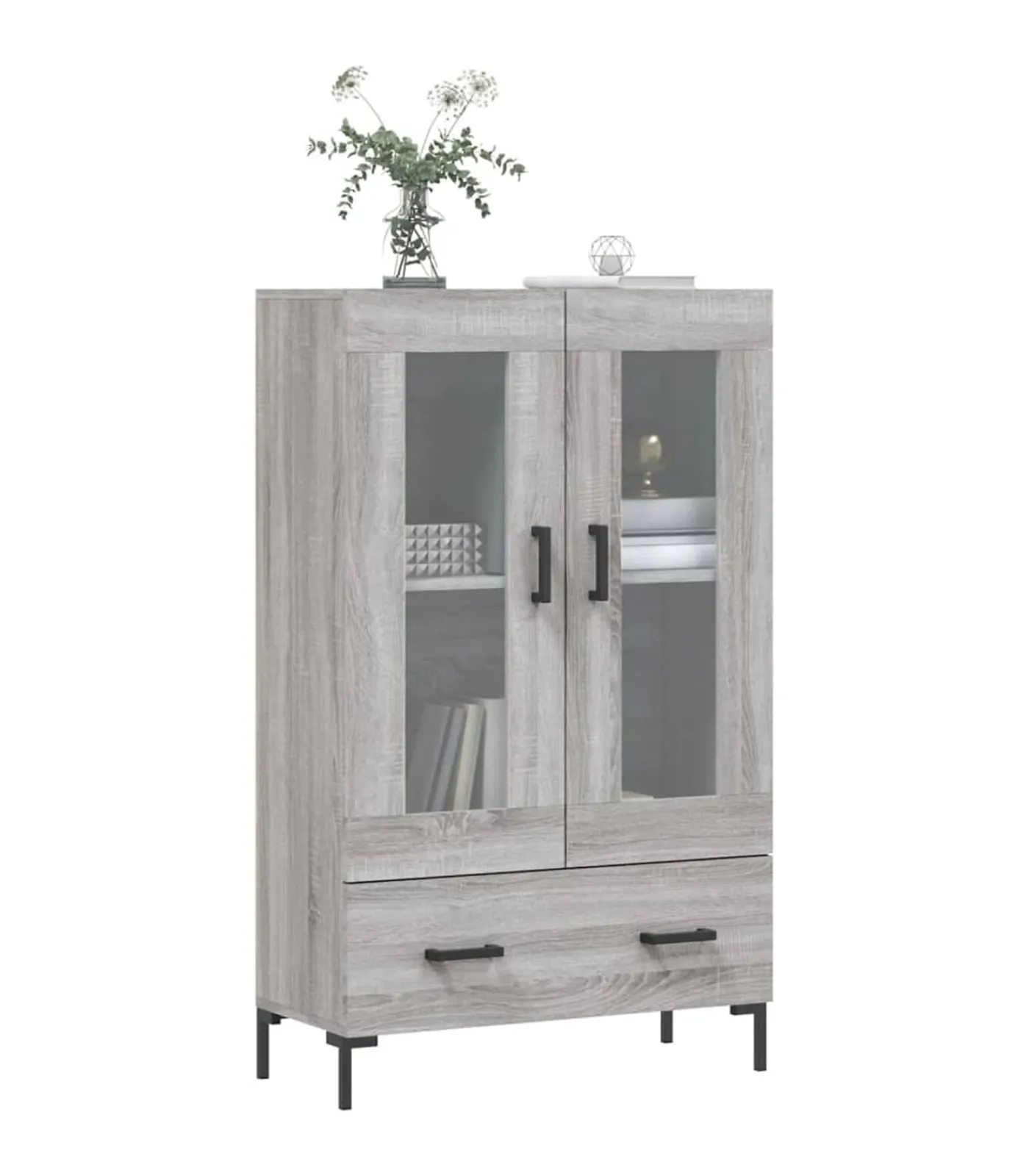 Best Hoge kast 69,5x31x115 cm bewerkt hout grijs sonoma eikenkleurig Meubels