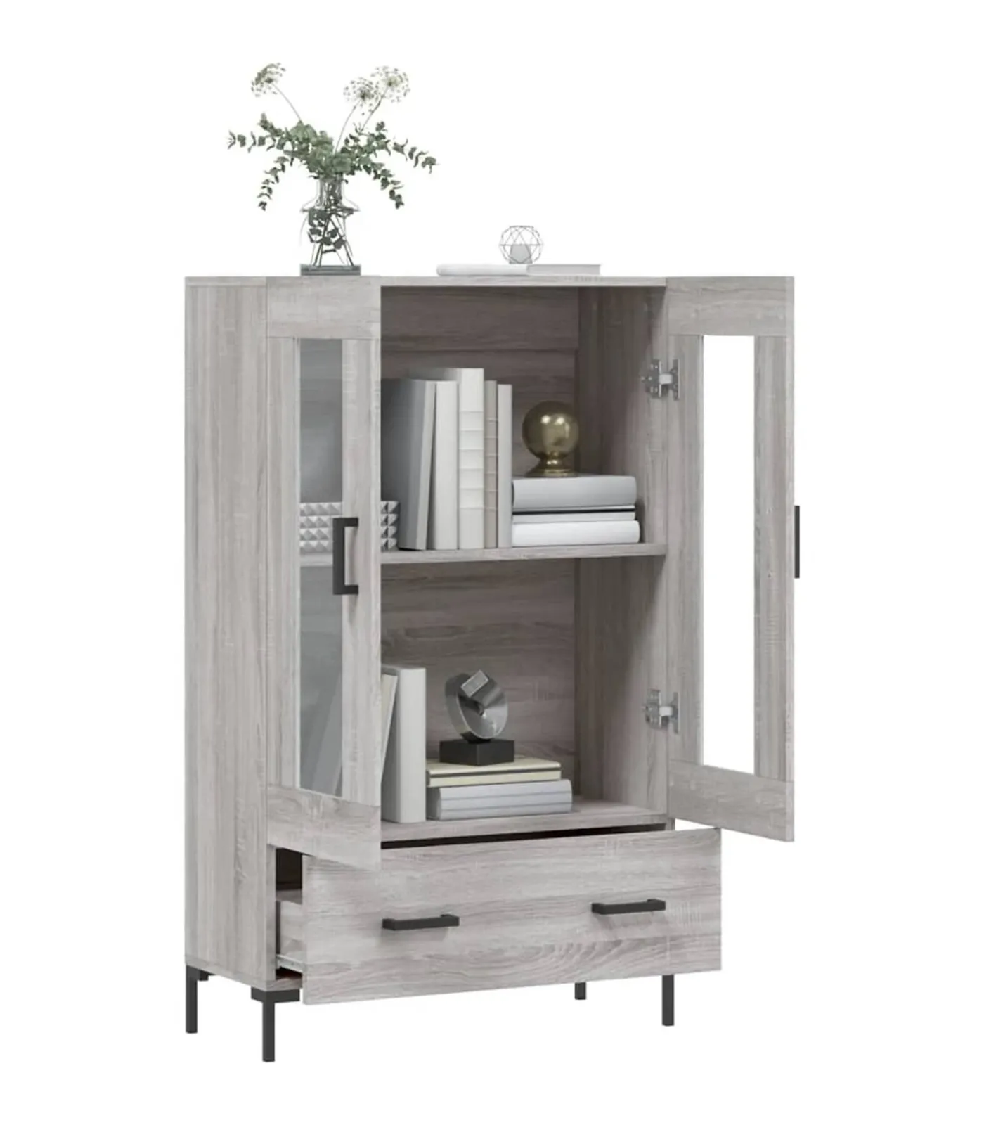 Best Hoge kast 69,5x31x115 cm bewerkt hout grijs sonoma eikenkleurig Meubels