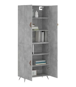 Outlet Hoge kast 69,5x34x180 cm bewerkt hout betongrijs Meubels