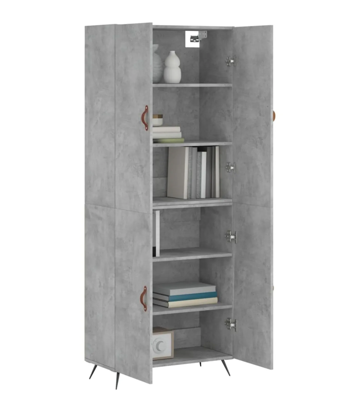 Outlet Hoge kast 69,5x34x180 cm bewerkt hout betongrijs Meubels