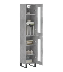 Outlet Hoge kast 34,5x34x180 cm bewerkt hout betongrijs Meubels