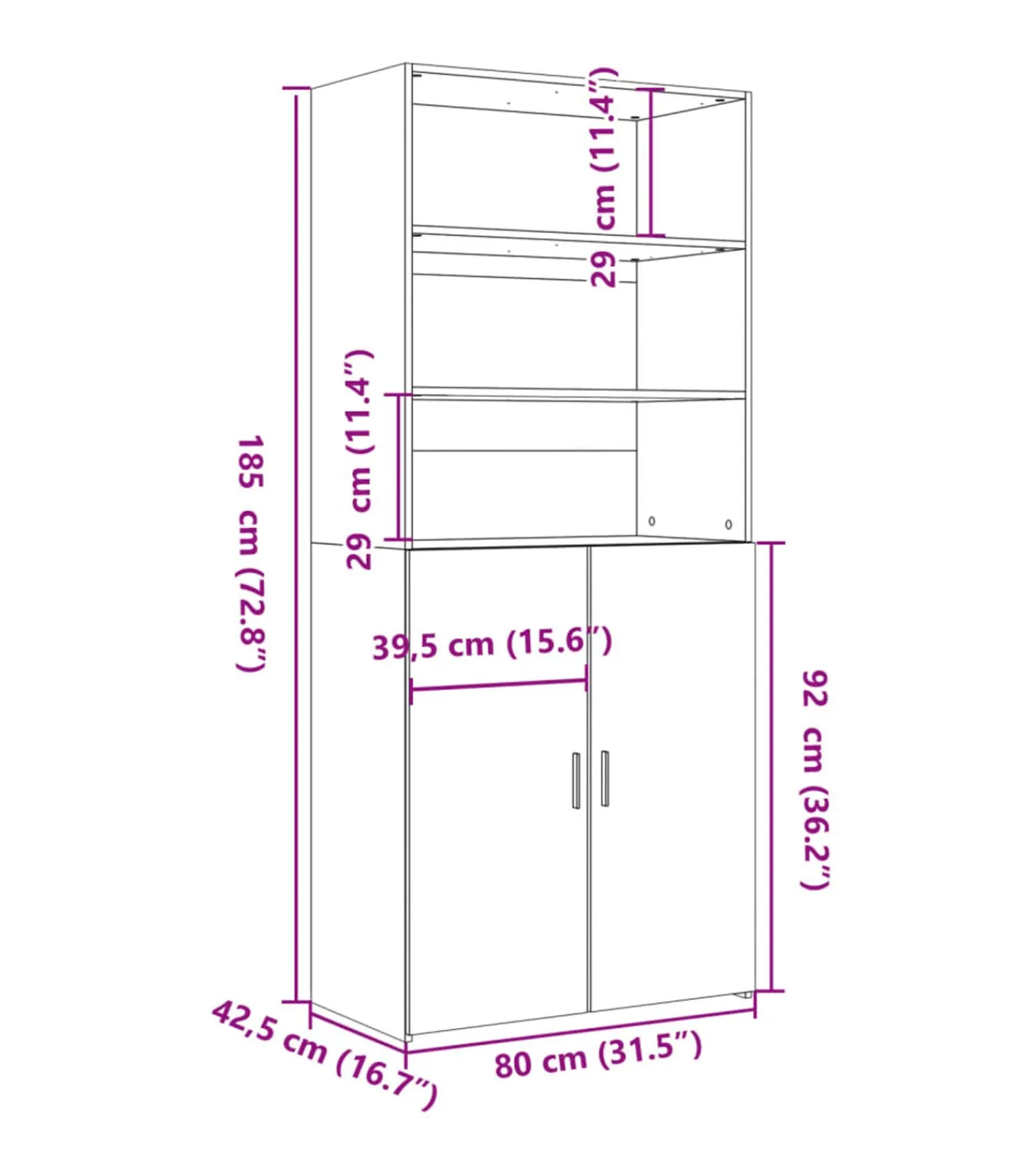 Online Hoge kast 80x42,5x185 cm bewerkt hout grijs sonoma eikenkleurig Meubels