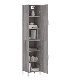 Best Hoge kast 34,5x34x180 cm bewerkt hout grijs sonoma eikenkleurig Meubels