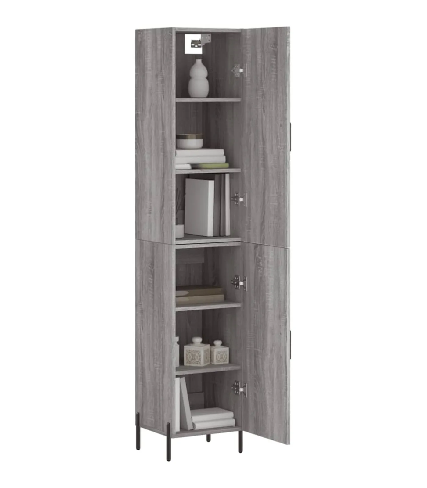 Best Hoge kast 34,5x34x180 cm bewerkt hout grijs sonoma eikenkleurig Meubels