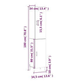 Best Hoge kast 34,5x34x180 cm bewerkt hout grijs sonoma eikenkleurig Meubels