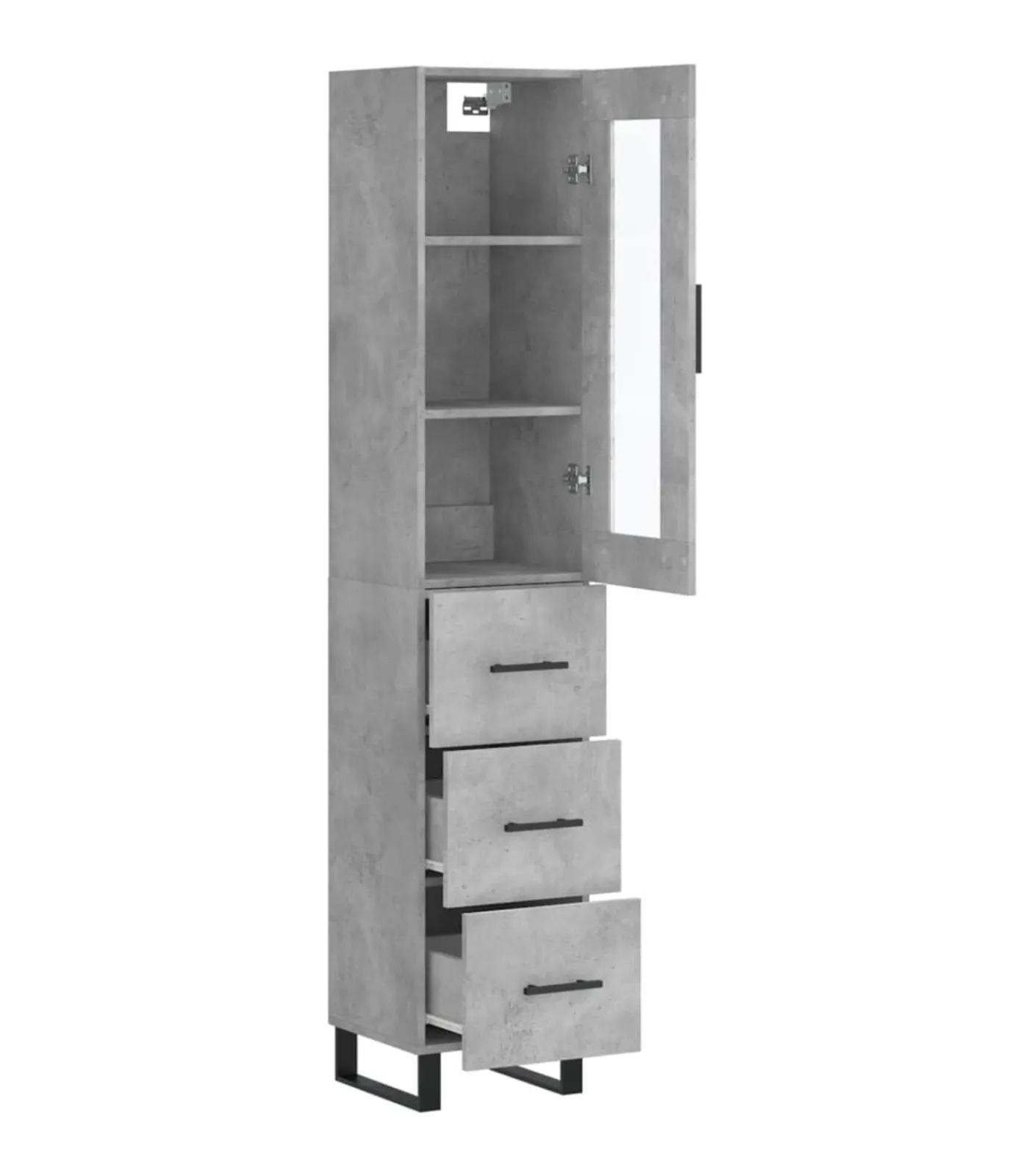 Best Hoge kast 34,5x34x180 cm bewerkt hout betongrijs Meubels