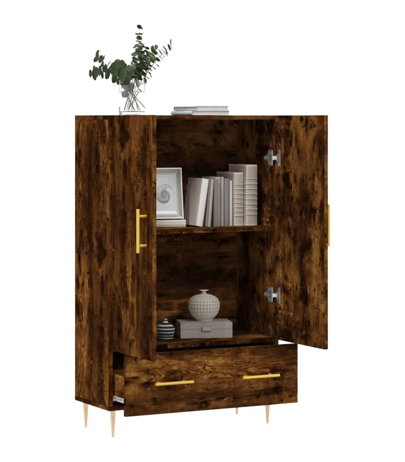 Hot Hoge kast 69,5x31x115 cm bewerkt hout gerookt eikenkleurig Meubels