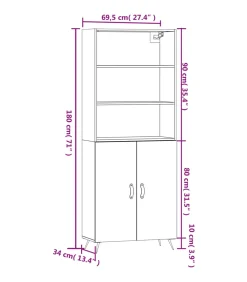 Discount Hoge kast 69,5x34x180 cm bewerkt hout grijs sonoma eikenkleurig Meubels