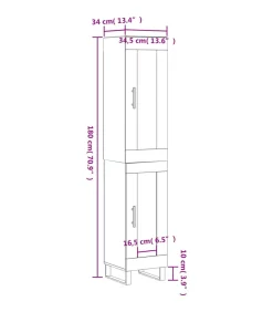 Clearance Hoge kast 34,5x34x180 cm bewerkt hout grijs sonoma eikenkleurig Meubels