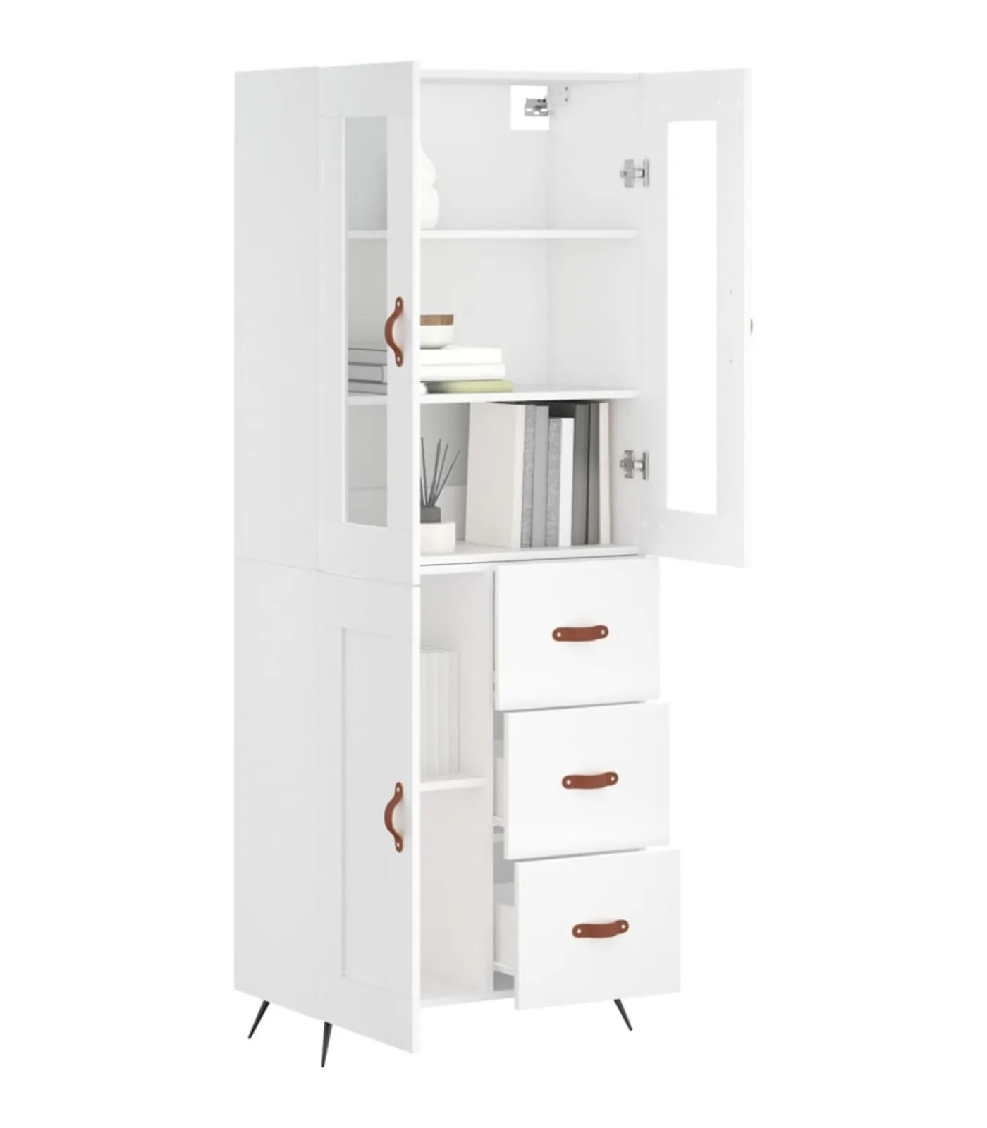 Online Hoge kast 69,5x34x180 cm bewerkt hout wit Meubels