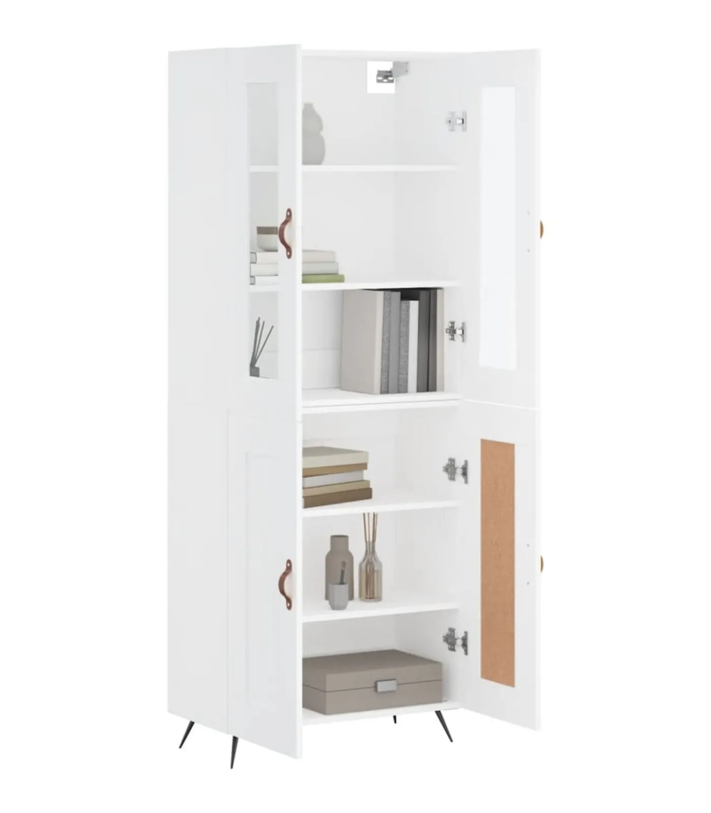 Clearance Hoge kast 69,5x34x180 cm bewerkt hout wit Meubels