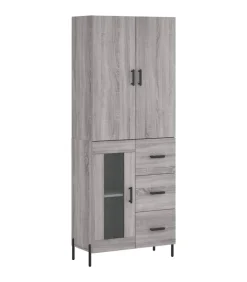 Clearance Hoge kast 69,5x34x180 cm bewerkt hout grijs sonoma eikenkleurig Meubels
