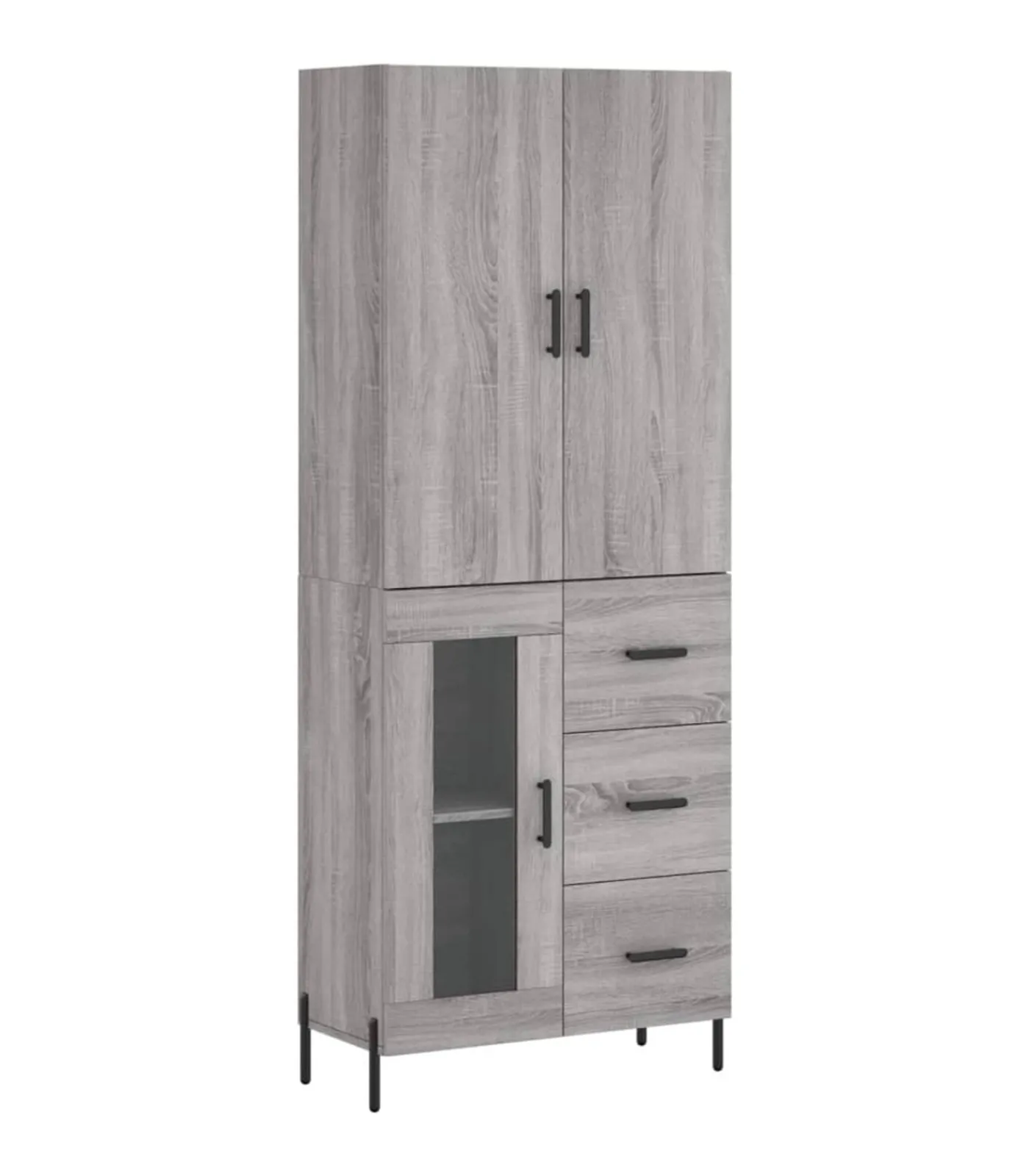 Clearance Hoge kast 69,5x34x180 cm bewerkt hout grijs sonoma eikenkleurig Meubels