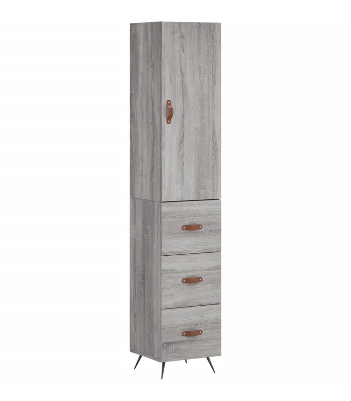 New Hoge kast 34,5x34x180 cm bewerkt hout grijs sonoma eikenkleurig Meubels