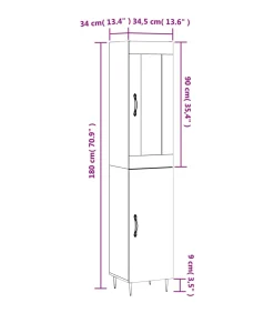 Online Hoge kast 34,5x34x180 cm bewerkt hout betongrijs Meubels