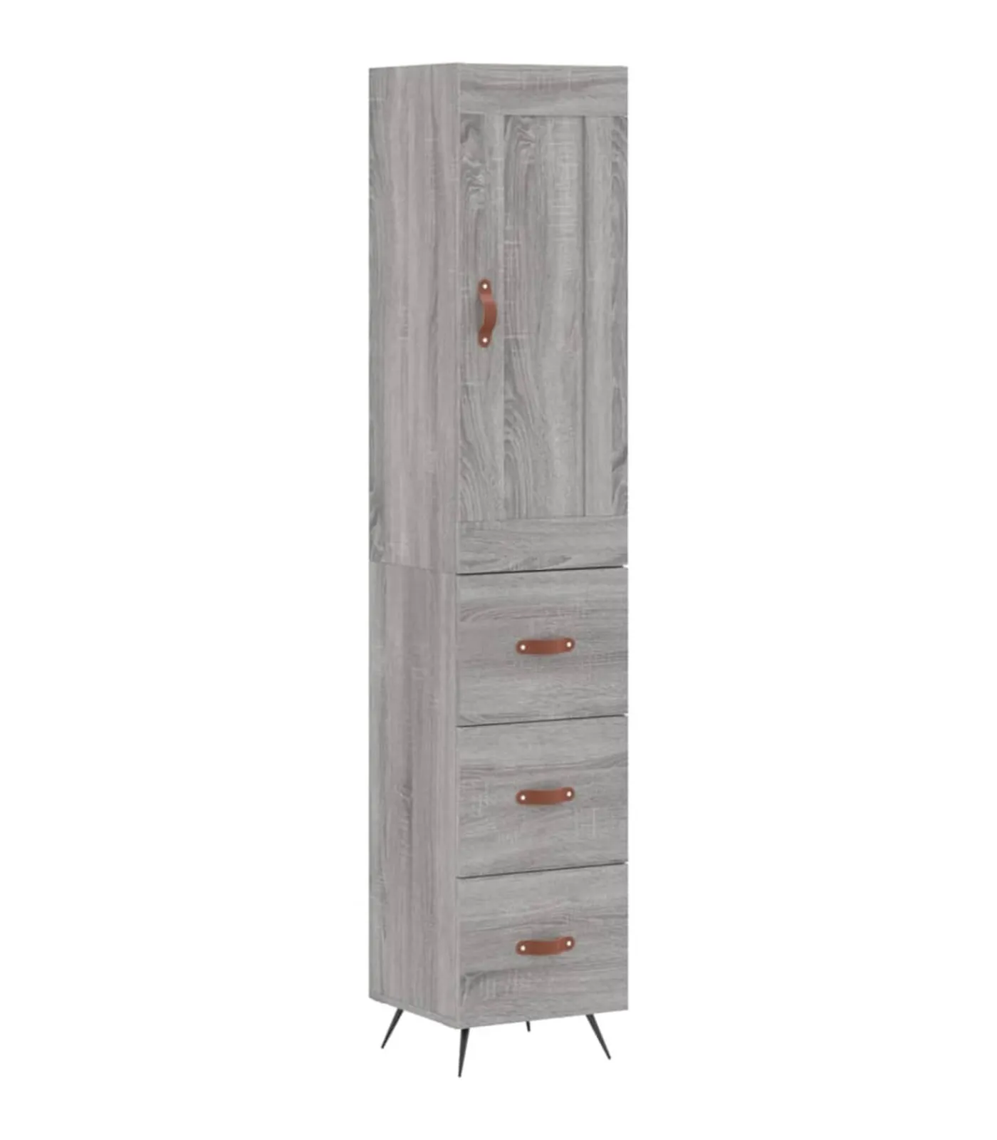 New Hoge kast 34,5x34x180 cm bewerkt hout grijs sonoma eikenkleurig Meubels