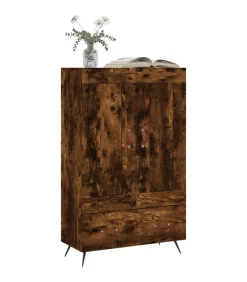 Clearance Hoge kast 69,5x31x115 cm bewerkt hout gerookt eikenkleurig Meubels