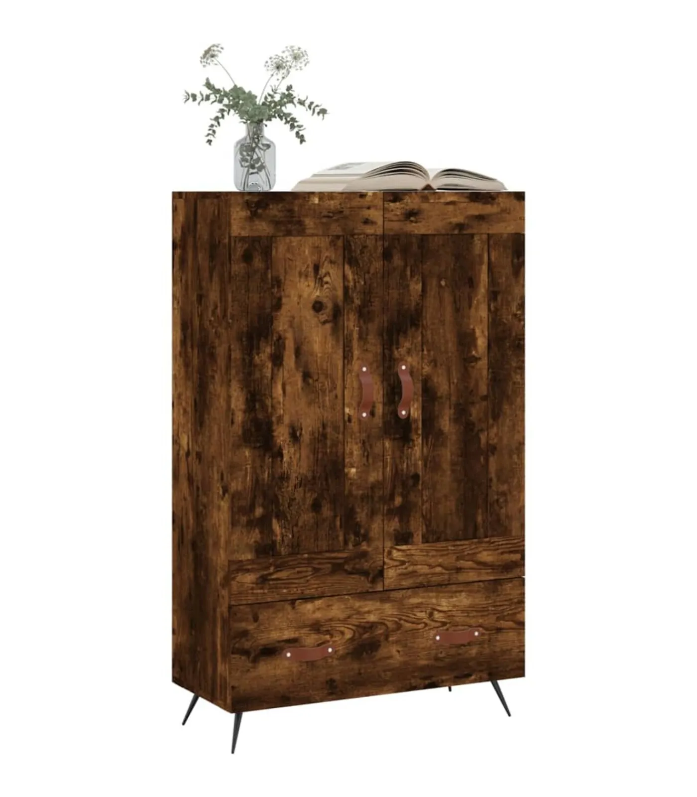 Clearance Hoge kast 69,5x31x115 cm bewerkt hout gerookt eikenkleurig Meubels