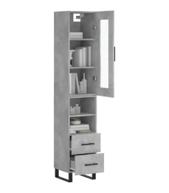 Hoge kast 34,5x34x180 cm bewerkt hout betongrijs Meubels