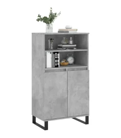Clearance Hoge kast 60x36x110 cm bewerkt hout betongrijs Meubels