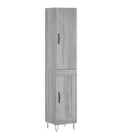 Clearance Hoge kast 34,5x34x180 cm bewerkt hout grijs sonoma eikenkleurig Meubels