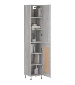 Clearance Hoge kast 34,5x34x180 cm bewerkt hout grijs sonoma eikenkleurig Meubels