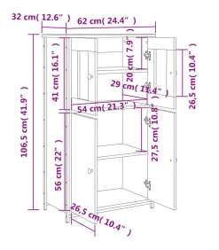 Hot Hoge kast 62x32x106,5 cm bewerkt hout sonoma eikenkleurig Meubels