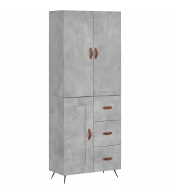Hoge kast 69,5x34x180 cm bewerkt hout betongrijs Meubels