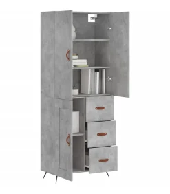 Hoge kast 69,5x34x180 cm bewerkt hout betongrijs Meubels