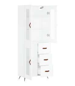 Clearance Hoge kast 69,5x34x180 cm bewerkt hout wit Meubels