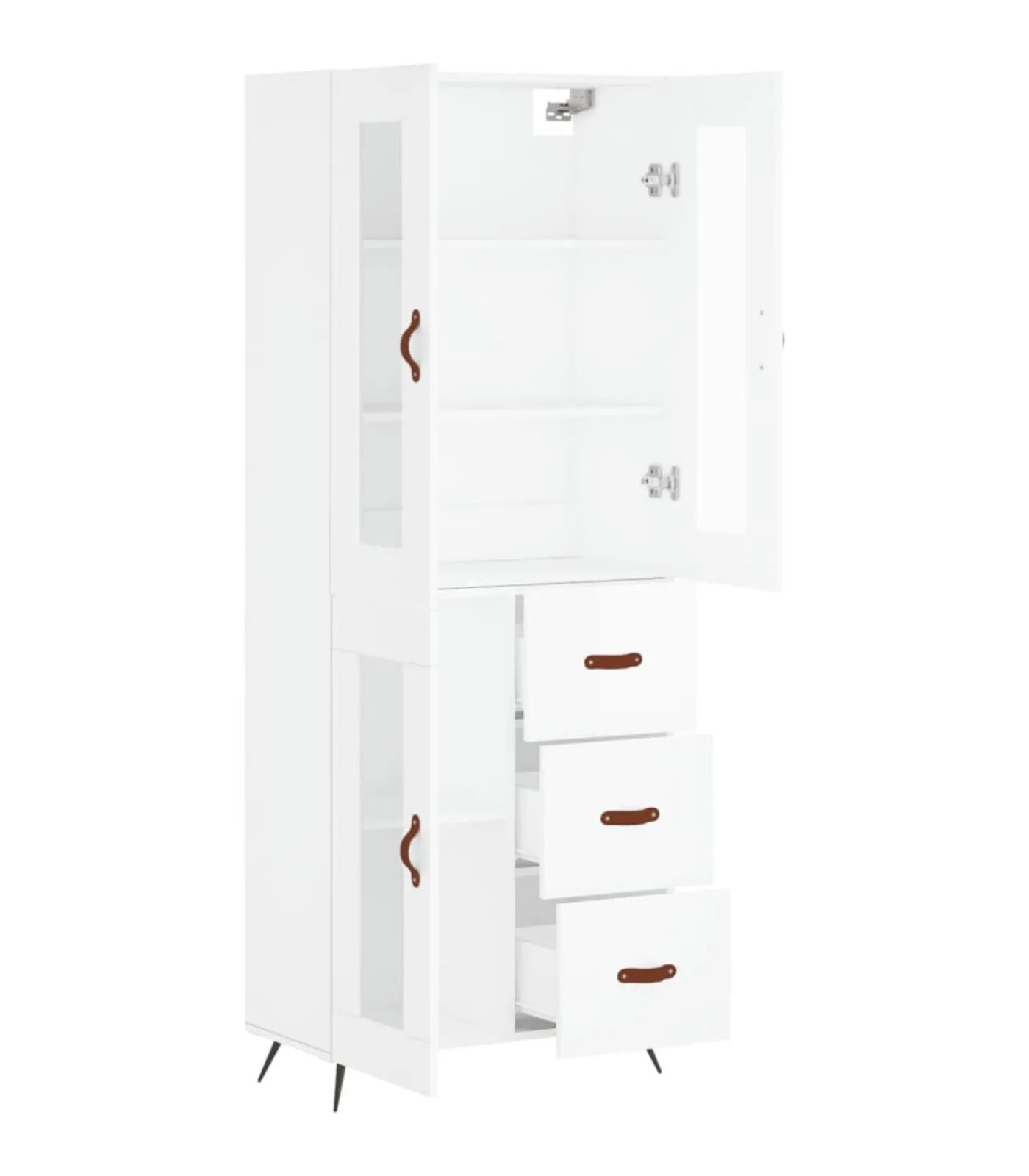 Clearance Hoge kast 69,5x34x180 cm bewerkt hout wit Meubels