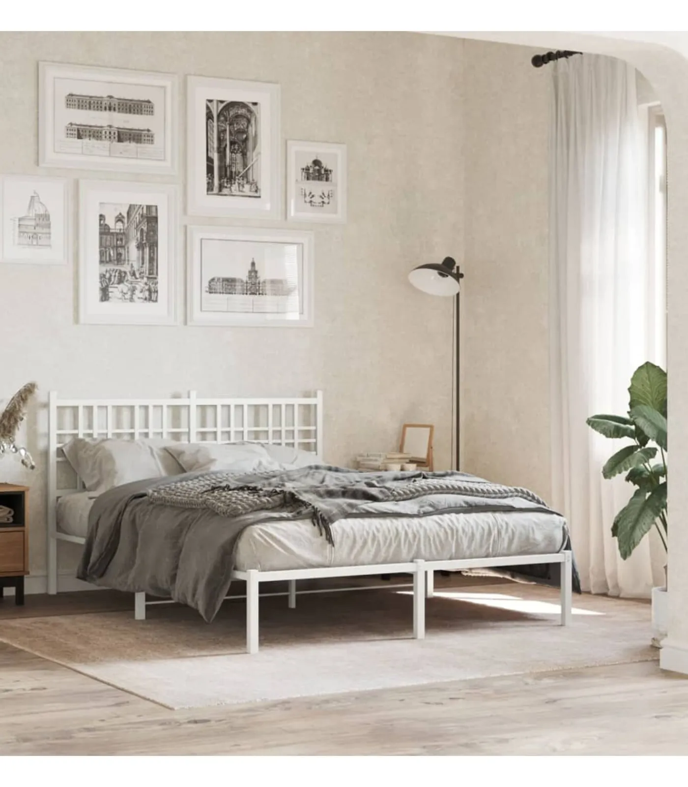 Online Hoofdbord 137 cm metaal wit Bedden