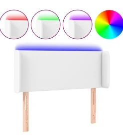 Online Hoofdbord LED 83x16x78/88 cm kunstleer wit Bedden