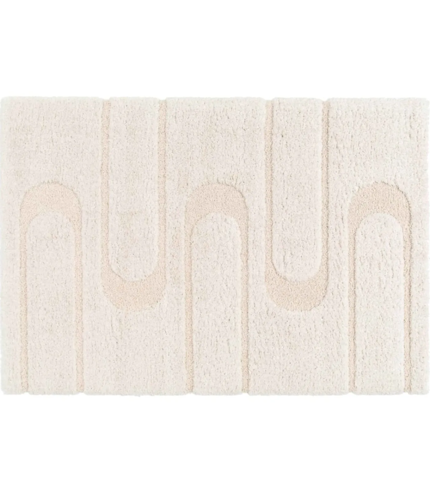 Clearance Hoogpolig vloerkleed met ecru geometrisch patroon 160 x 230 cm Tapijten